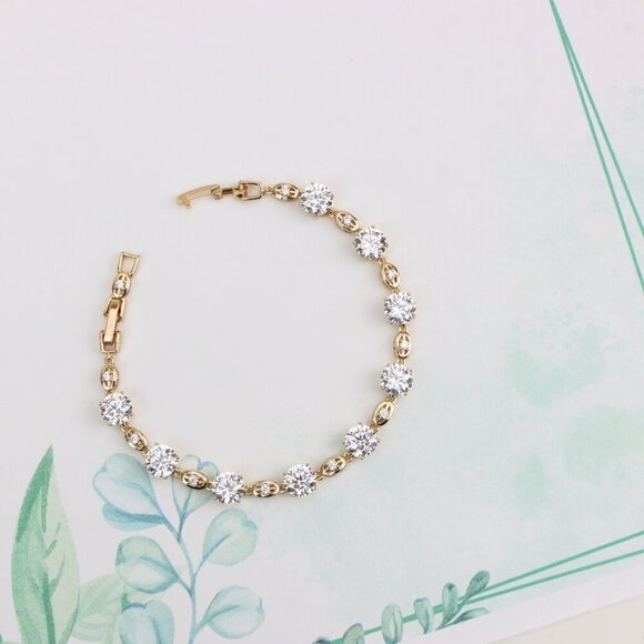 "Elegant Round Zircon Rose Gold Bracelet with Sparkling Finish, XPBL0921 - Picture 5 of 12